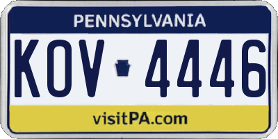 PA license plate KOV4446