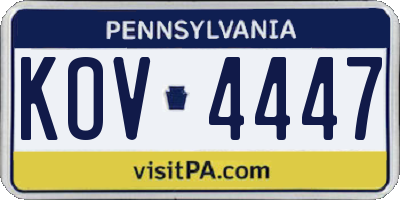PA license plate KOV4447