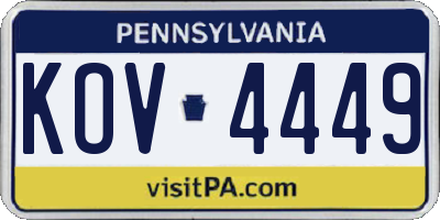 PA license plate KOV4449