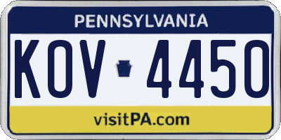 PA license plate KOV4450