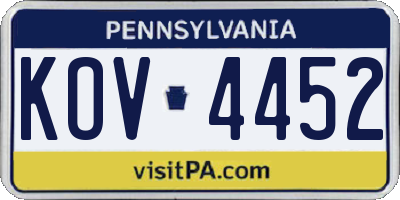 PA license plate KOV4452