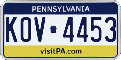 PA license plate KOV4453