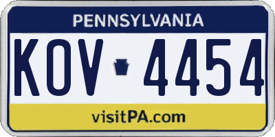 PA license plate KOV4454