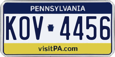PA license plate KOV4456