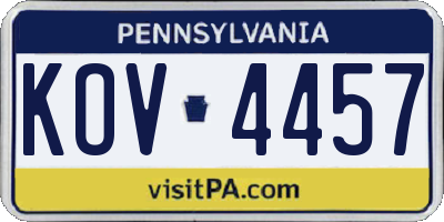 PA license plate KOV4457