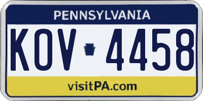 PA license plate KOV4458