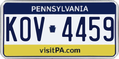 PA license plate KOV4459