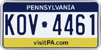 PA license plate KOV4461