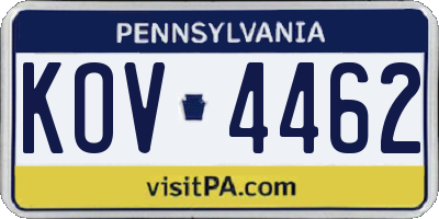PA license plate KOV4462