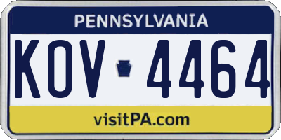 PA license plate KOV4464