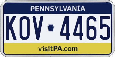 PA license plate KOV4465