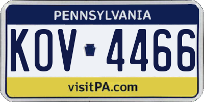 PA license plate KOV4466