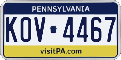 PA license plate KOV4467