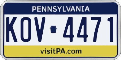 PA license plate KOV4471