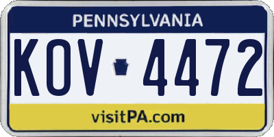 PA license plate KOV4472