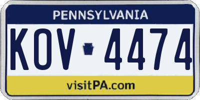 PA license plate KOV4474
