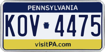 PA license plate KOV4475