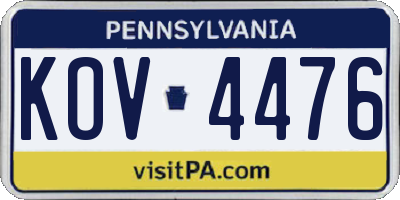 PA license plate KOV4476
