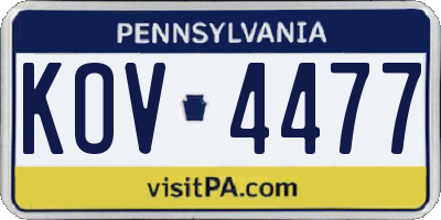 PA license plate KOV4477