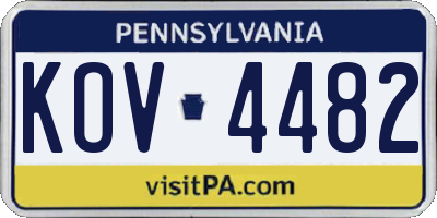 PA license plate KOV4482