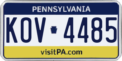 PA license plate KOV4485