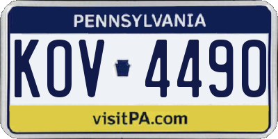 PA license plate KOV4490