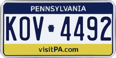 PA license plate KOV4492
