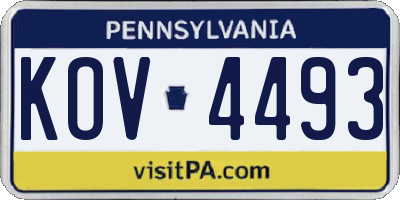 PA license plate KOV4493