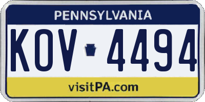 PA license plate KOV4494