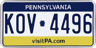 PA license plate KOV4496