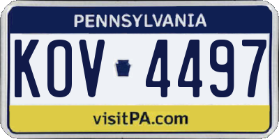 PA license plate KOV4497
