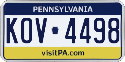 PA license plate KOV4498