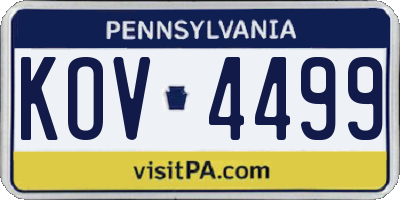 PA license plate KOV4499