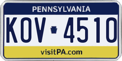 PA license plate KOV4510