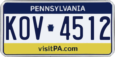 PA license plate KOV4512