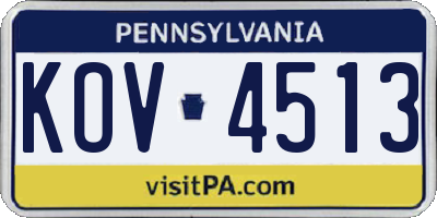 PA license plate KOV4513