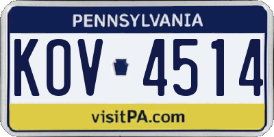 PA license plate KOV4514