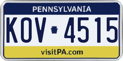 PA license plate KOV4515