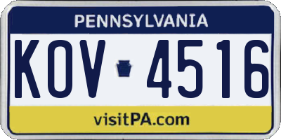 PA license plate KOV4516