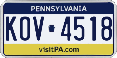 PA license plate KOV4518