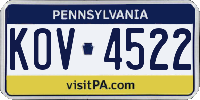 PA license plate KOV4522