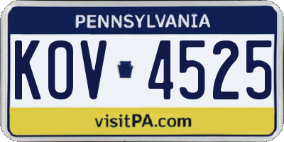 PA license plate KOV4525