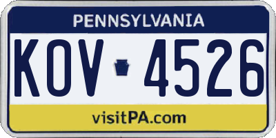 PA license plate KOV4526