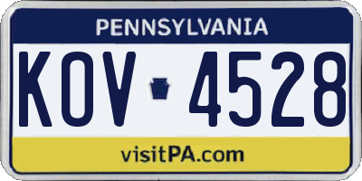 PA license plate KOV4528