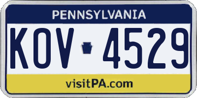 PA license plate KOV4529