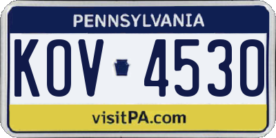 PA license plate KOV4530