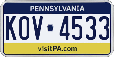 PA license plate KOV4533