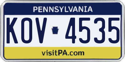 PA license plate KOV4535
