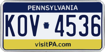 PA license plate KOV4536