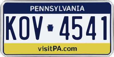 PA license plate KOV4541